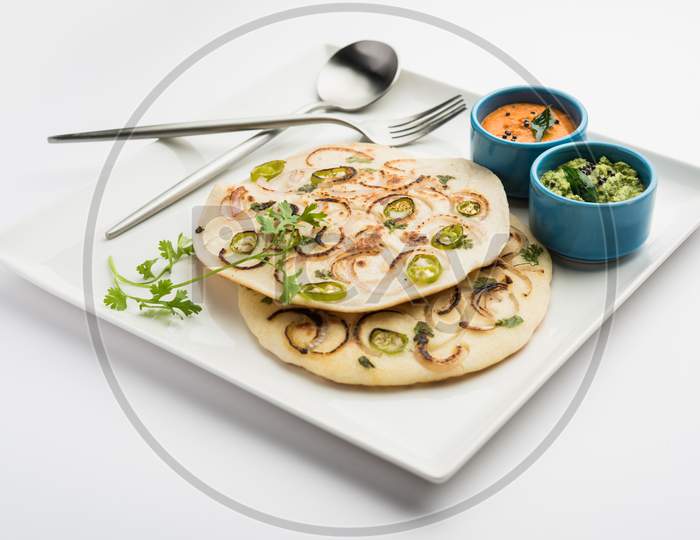 Uttapam Or Uthappam Are South Indian Breakfast Pancakes Made With Lentils, Rice, Tomato, Onions