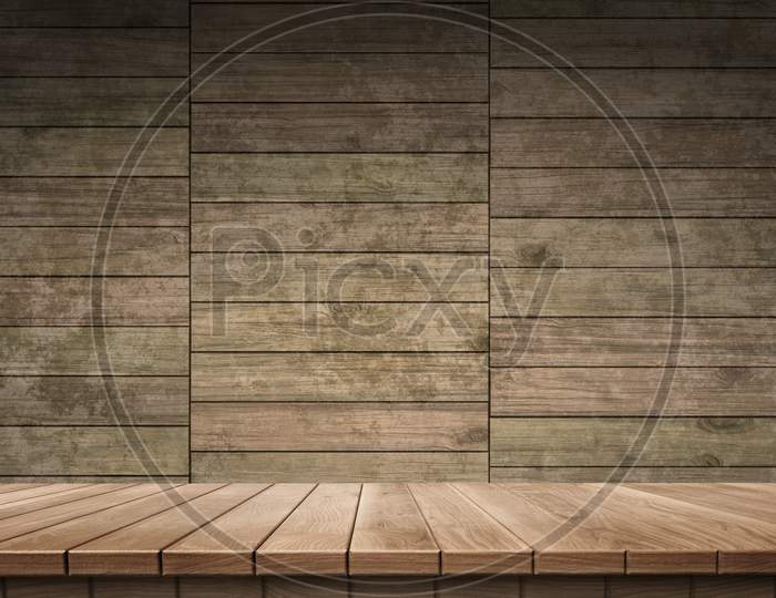 Colorful wooden platform background: wood wall.