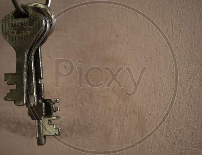 Rustic grungy background with old key