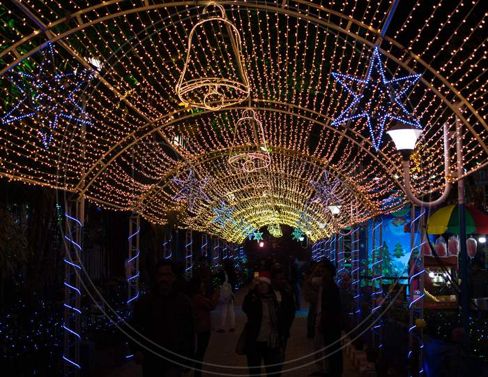 Christmas In Kolkata. New Year'S Decoration Of The Park Street, Kolkata, India On December 2019
