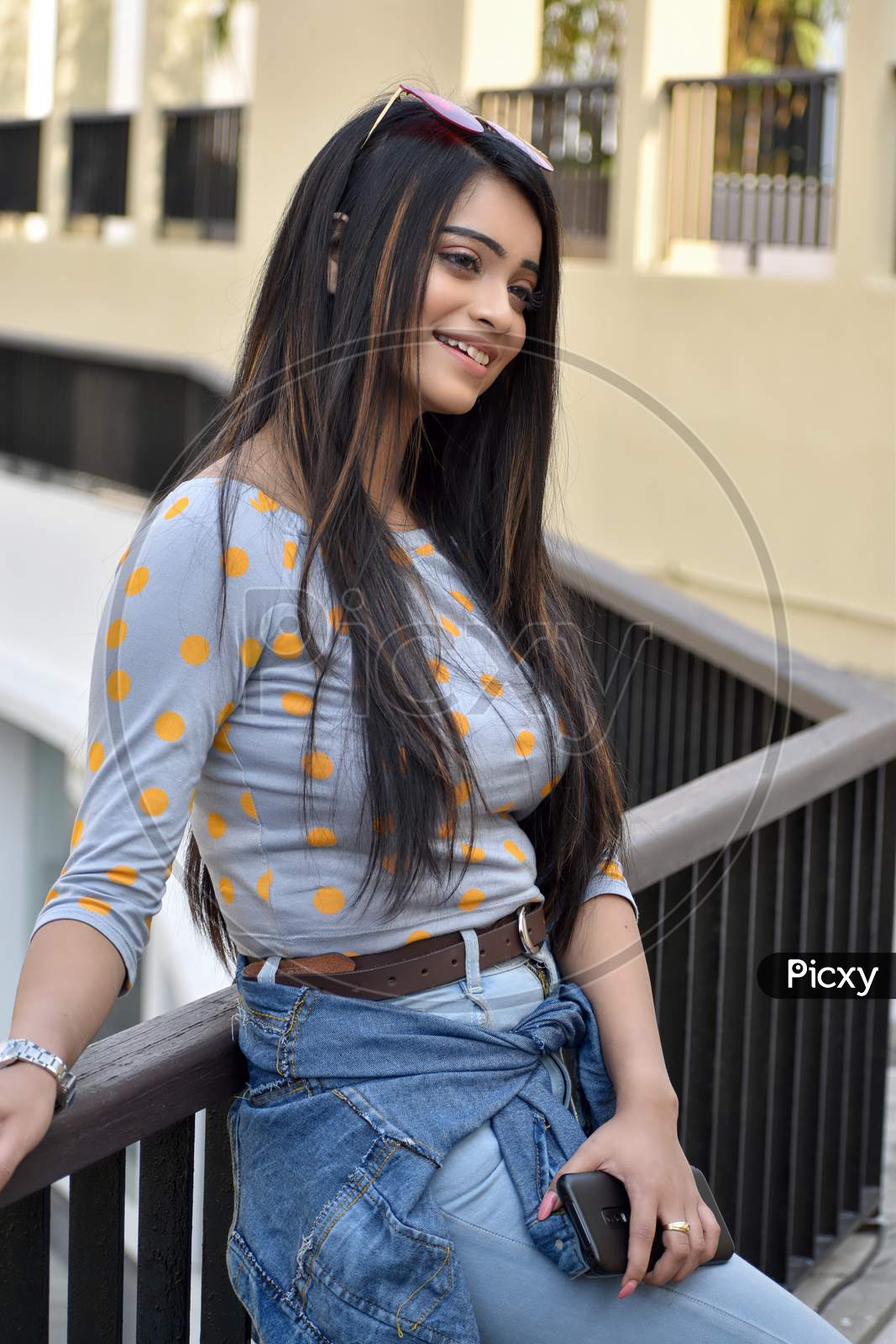 Fashion Portrait Of Beautiful Indian Young Girl. Shantiniketan, India. September 2019