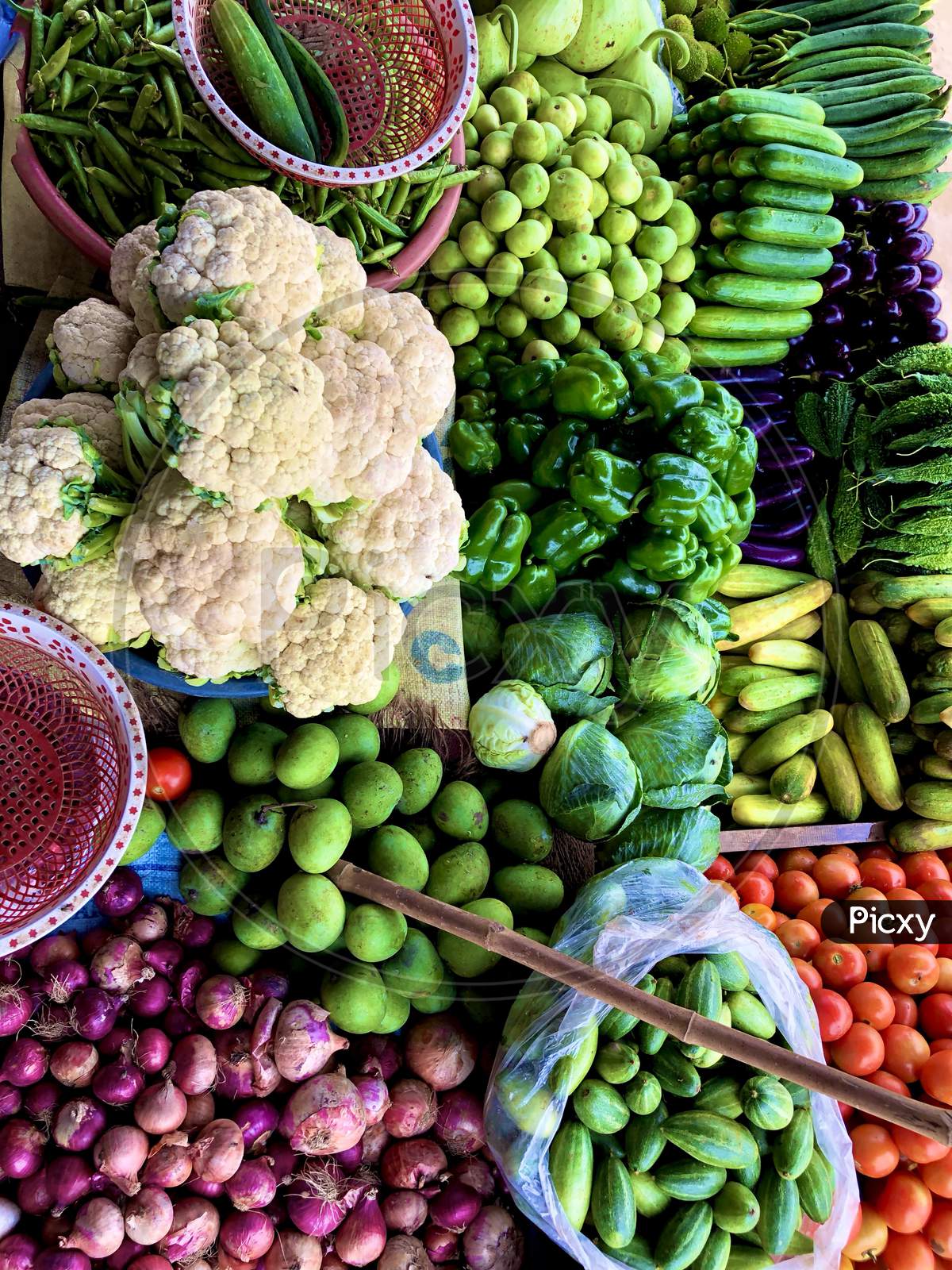 Many types of fruit and vegetables