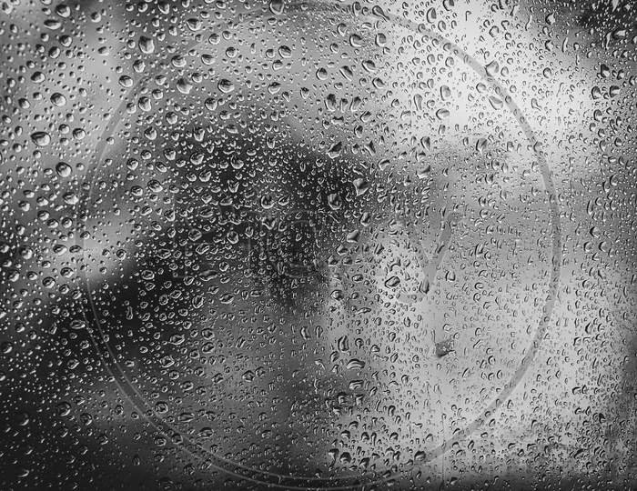 Dew drops on glass