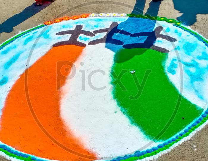 Independence day rangoli in India