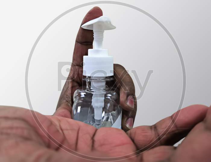 Applying Hand Sanitizer Gel In Hand