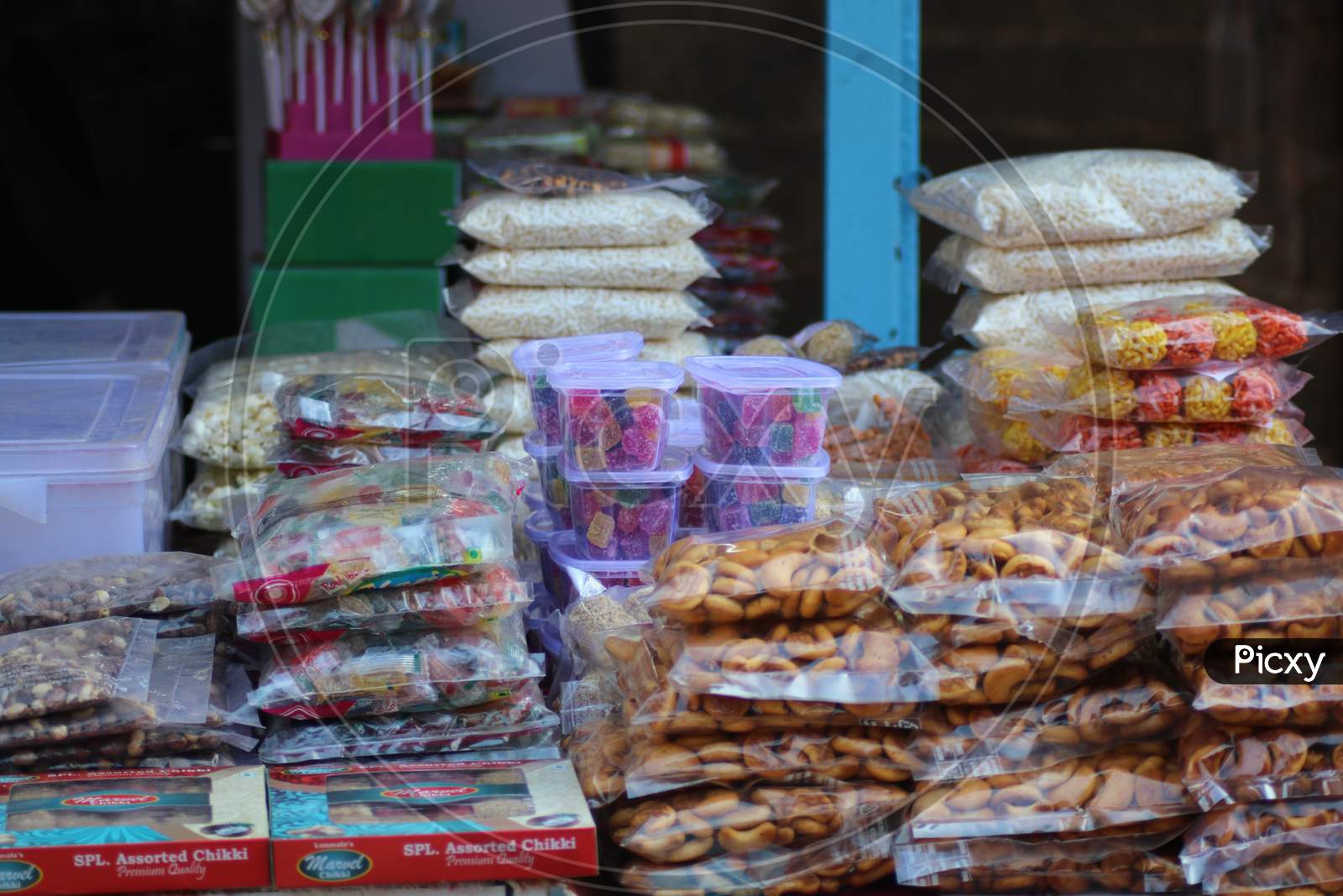 candies, biscuits for sell on streets