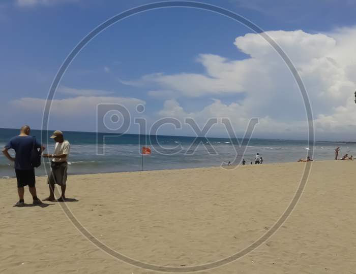 Benoa Bali Indonesia,1/22/2015. Tourists Are Enjoying In Beach A View From Benoa Beach