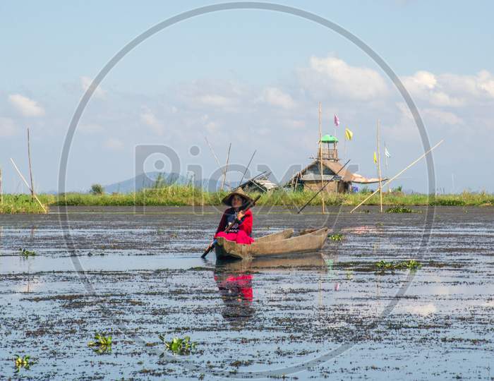 loktak lake and fisherwoman