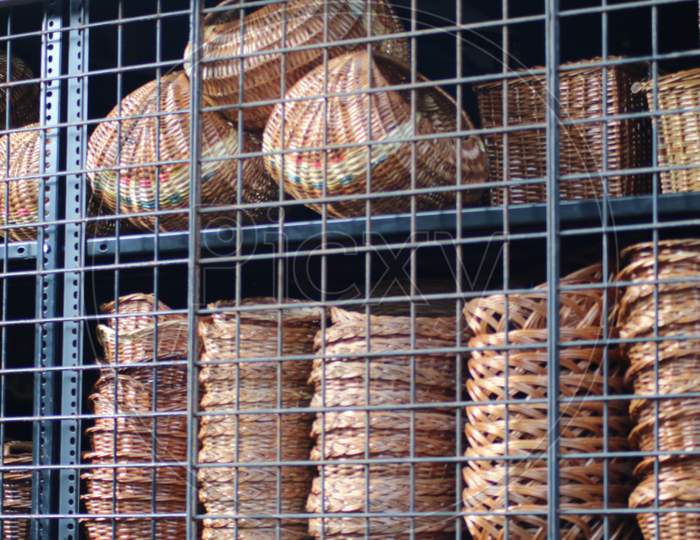 handcrafted baskets at Mahabaleshwar streets