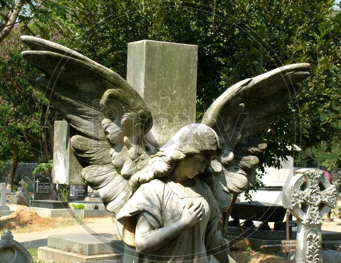 Angle Statue At Cemetery