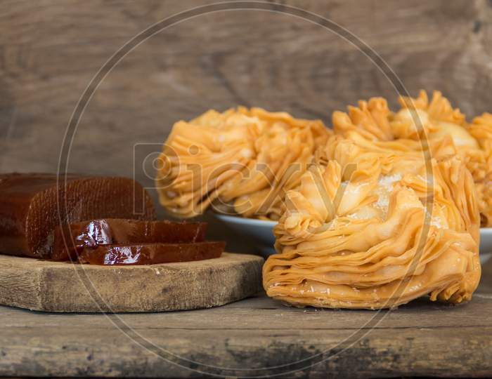 Sweet Potato And Quince Paste And Fried Pastries, Traditional Argentine Desserts