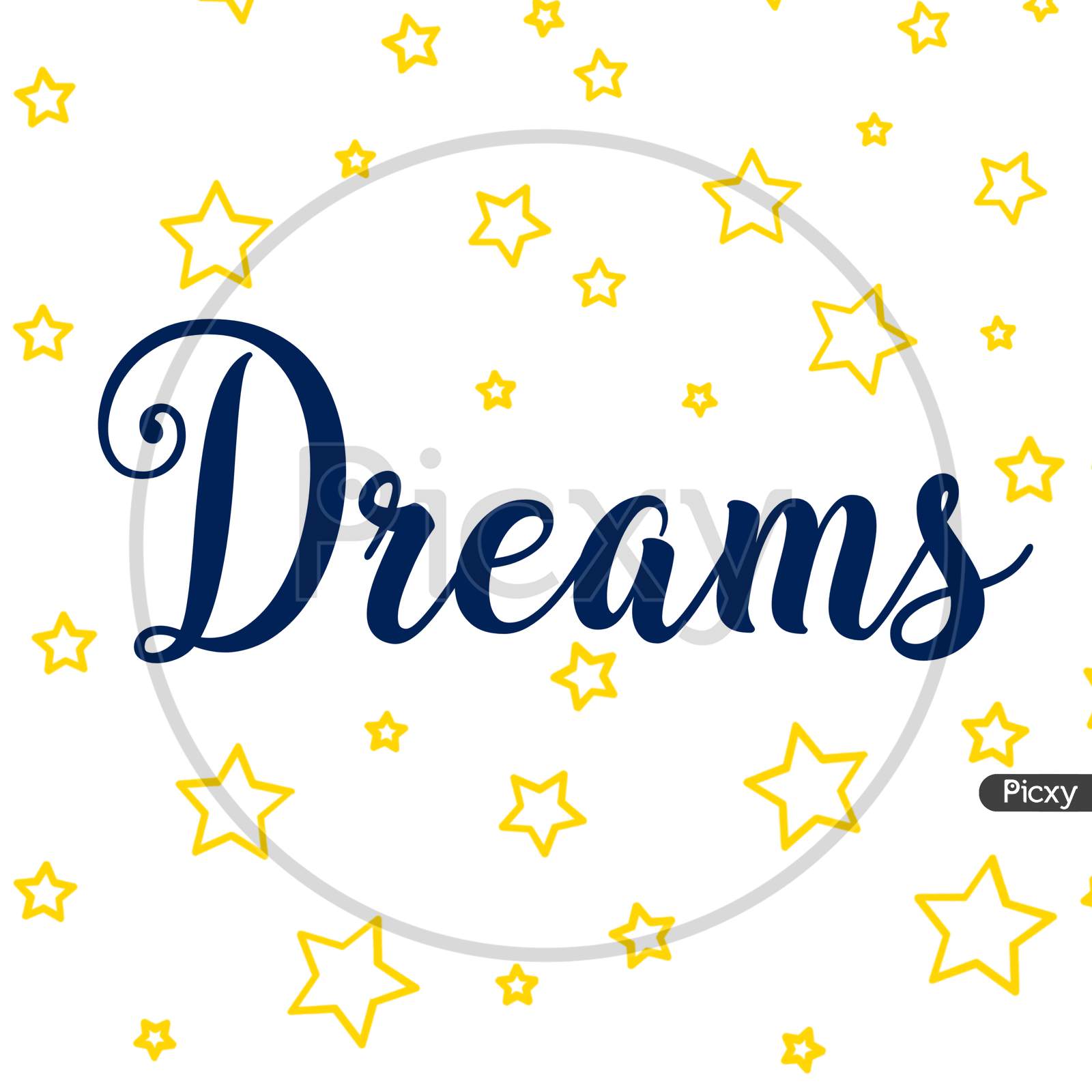 Dreams (white background with yellow stars vectors)
