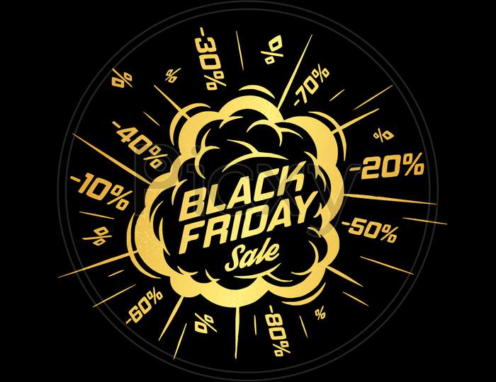 Black Friday Sale (black background with golden color fonts)