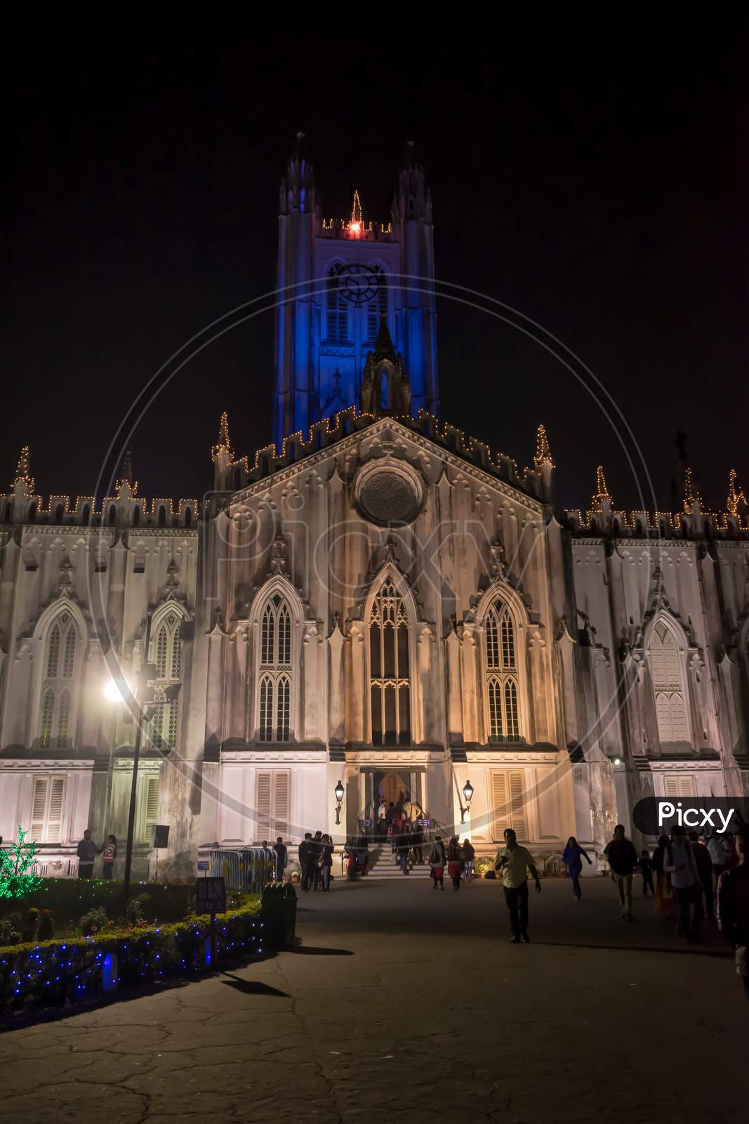 View Of St Pauls Cathedral At Christmas Time, It Is A Anglican Cathedral In Kolkata, West Bengal, India.
