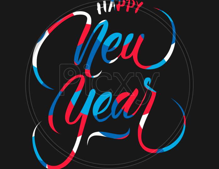 Happy New Year (black background with tri-color fonts)
