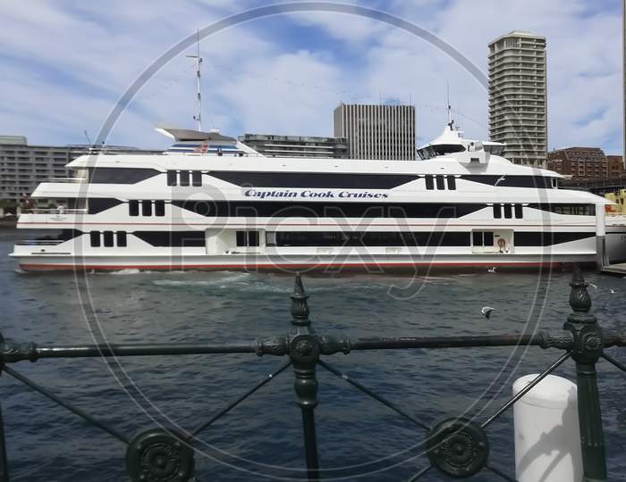 Sydney Nsw, Australia,10/10/2014, Captain Cook Cruise Ship Docked In Port ,View From Sydeny