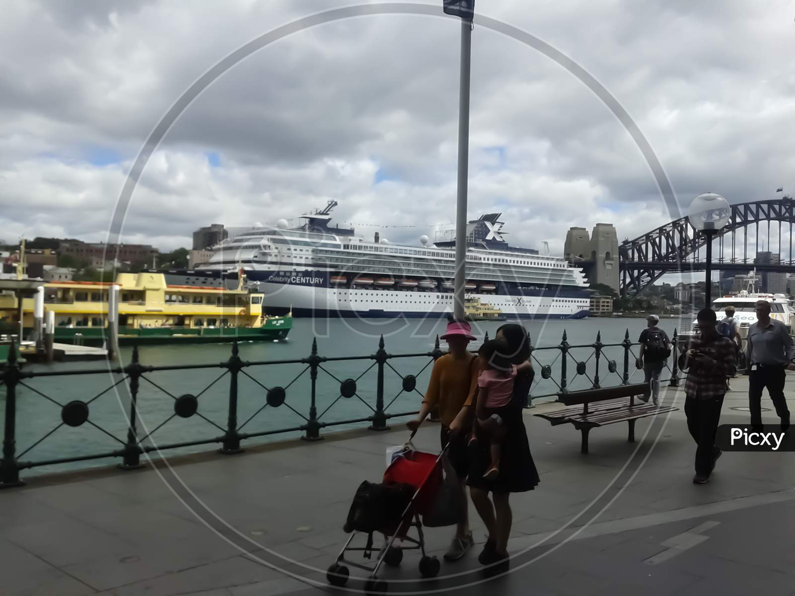 Sydney Nsw, Australia,22/10/2014 Celebrity Century Docked In Sydney Port ,Sydney Harbour Bridge Also Visible