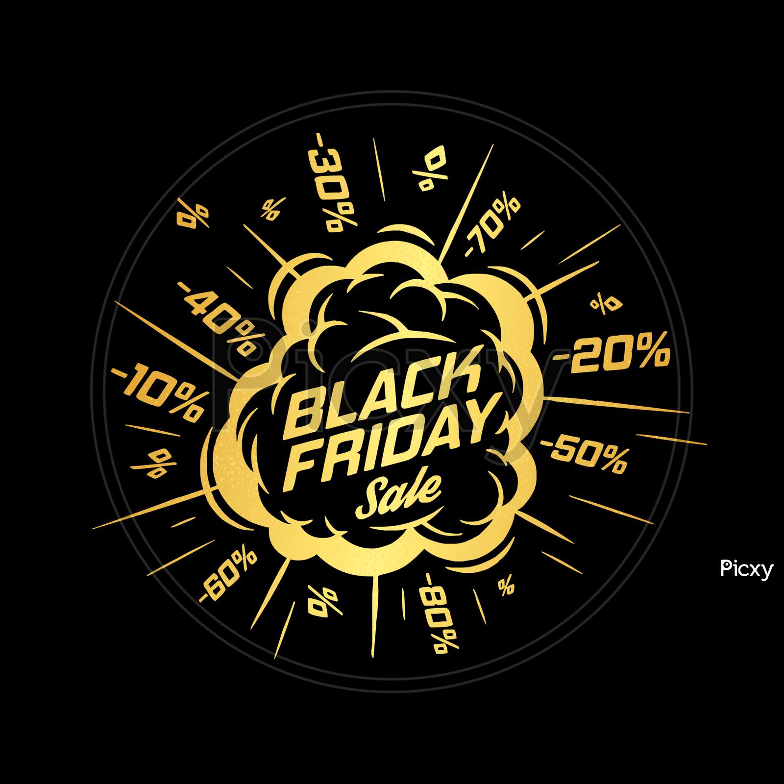Black Friday Sale (black background with golden color fonts)