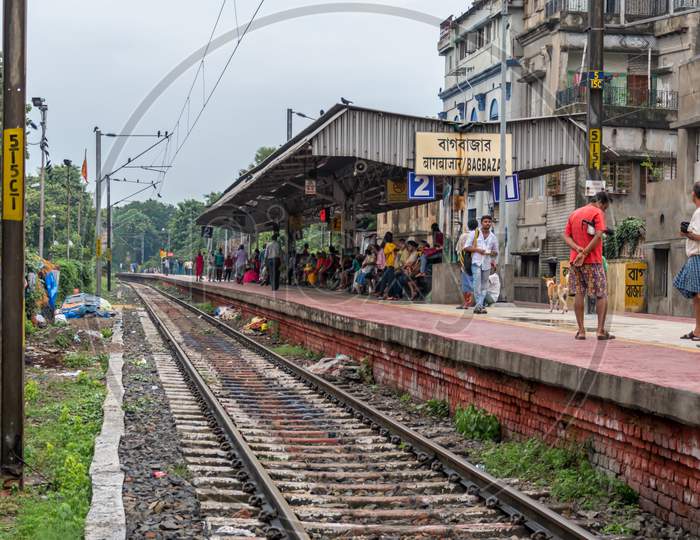 View Of An Indian Railway City Station With Selective Focus. Kolkata, India On August 2019