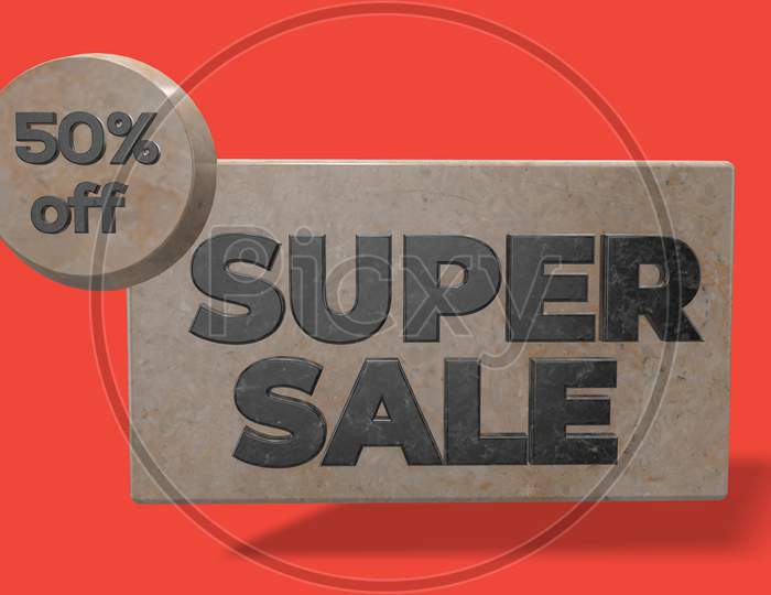 50% Off Super Sale 3D Render Use For Landing Page, Template, Ui, Website, Poster, Banner, Flyer, Background, Gift Card, Coupon, Label, Wallpaper,Sale Promotion,Advertising, Marketing