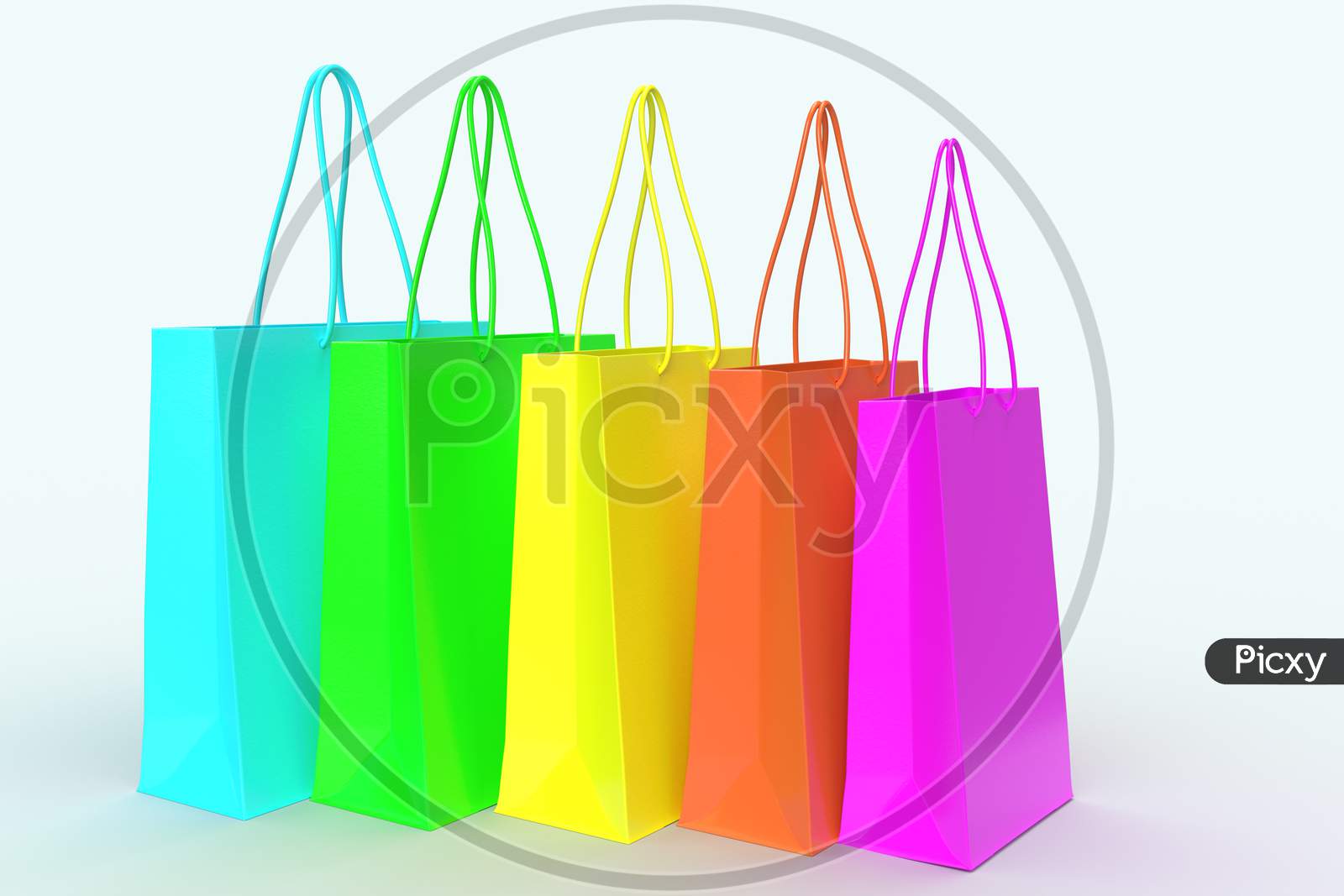 Realistic Looking Shopping Bags With Blank Mockups Isolated In White Background, 3D Rendering