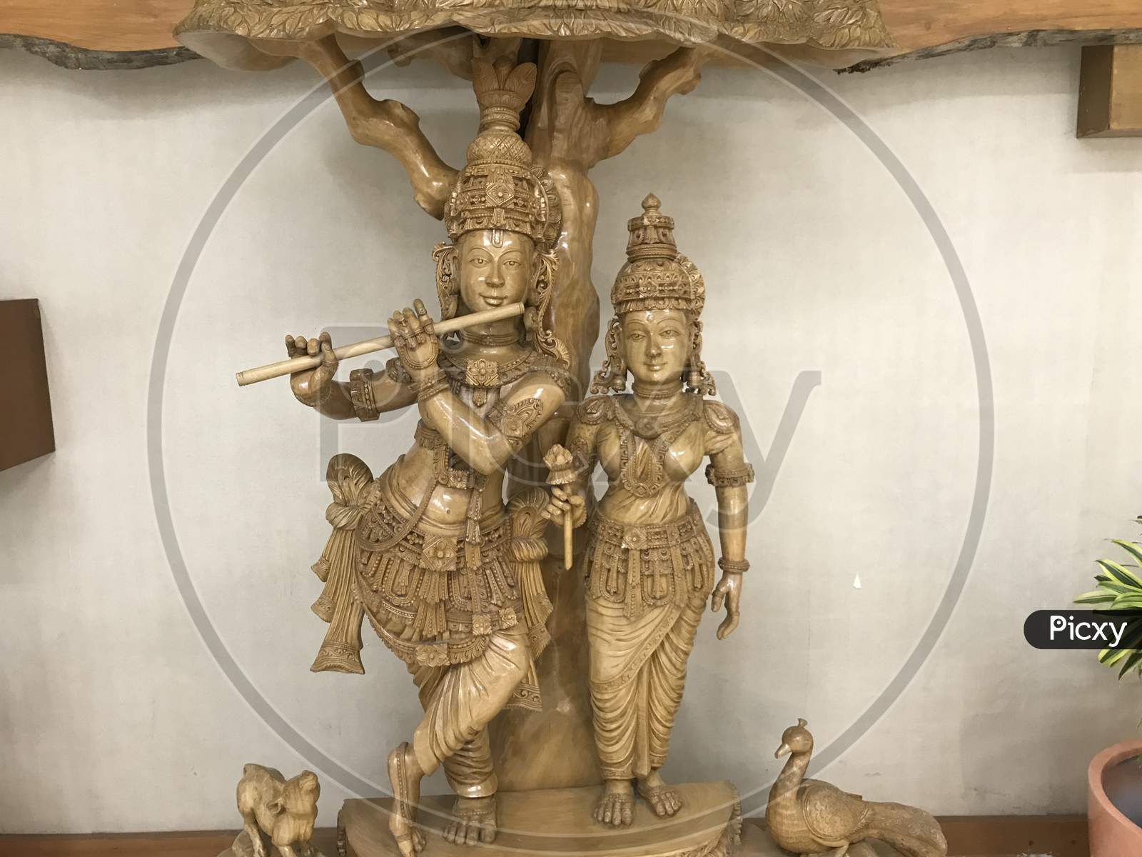 Lord Krishna And His Goddess Standing Statues Are Kept In Holy Place Of An Chennai And Representing Hinduism In South India