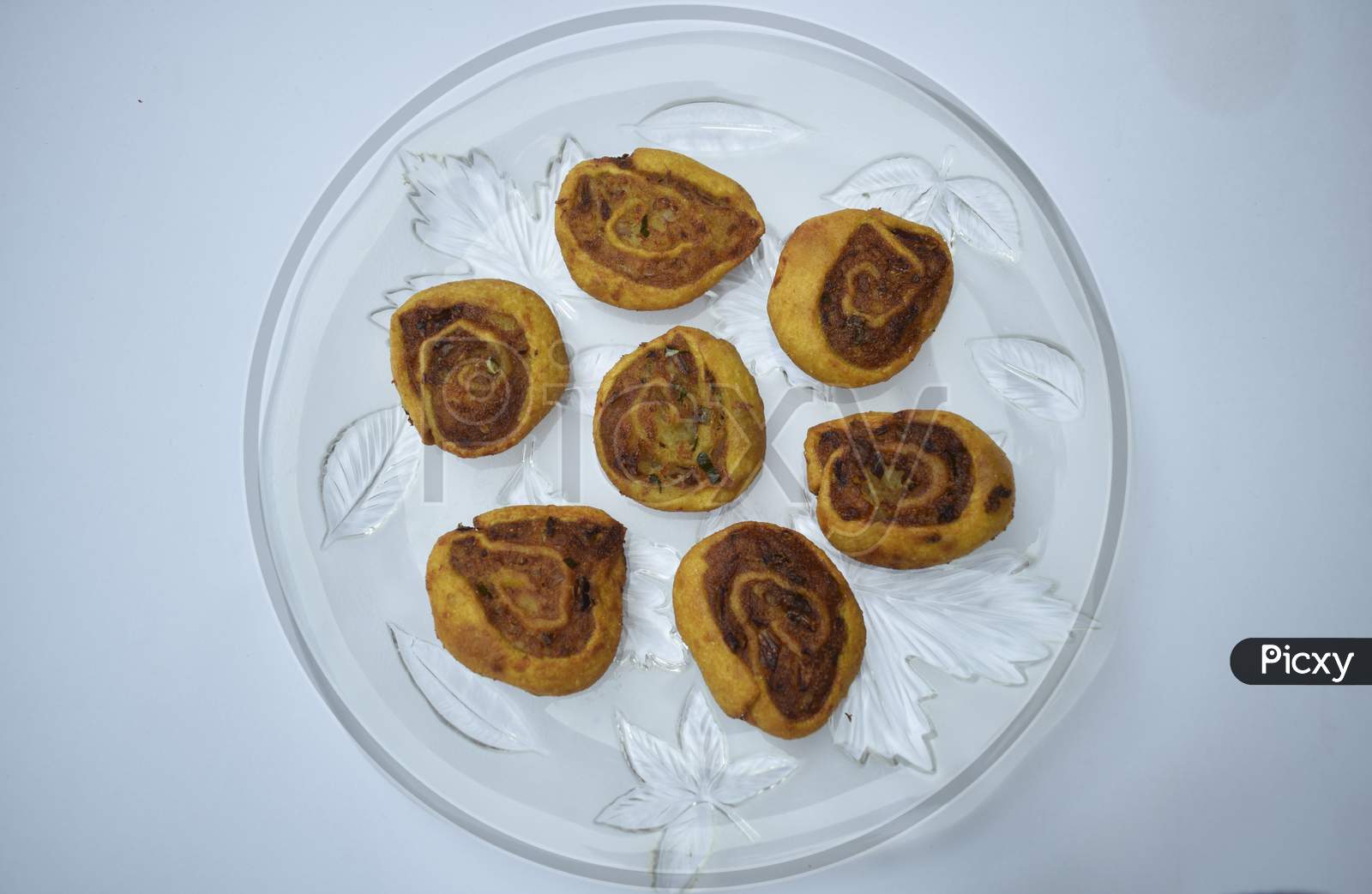 Image Of Top View Of Indian Traditional Spicy Snack Bhakarwadi Also 