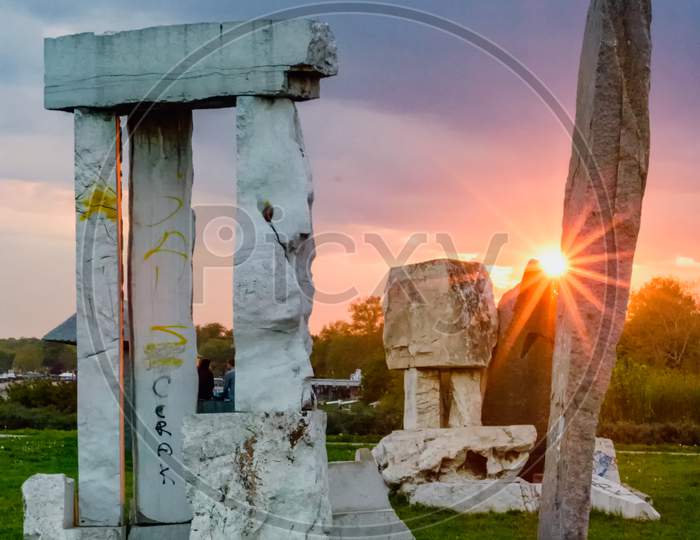 Stone City, Collection Of Sculptures On Ada Ciganlija River Island In Belgrade