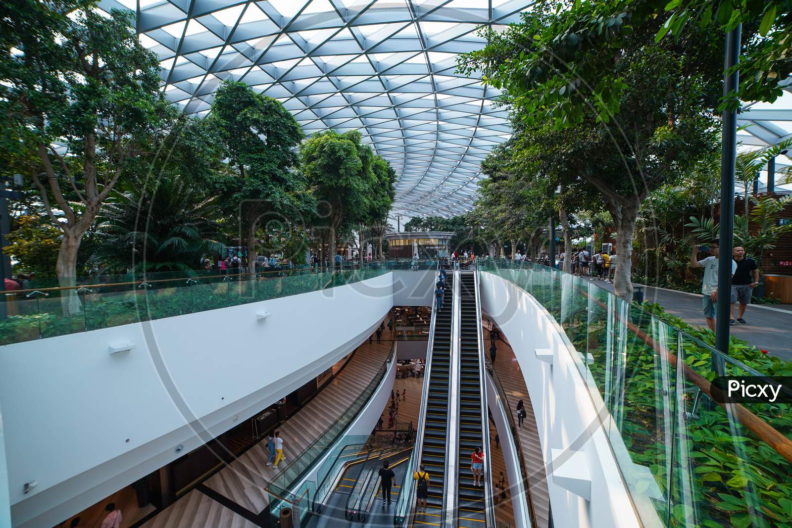 Singapore City, Singapore - The Shopping malls inside Jewel Changi Airport in Singapore 2019