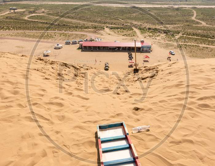 Sled Used For Sand Dune Sledging In Kubuqi Desert In Inner Mongolia, China