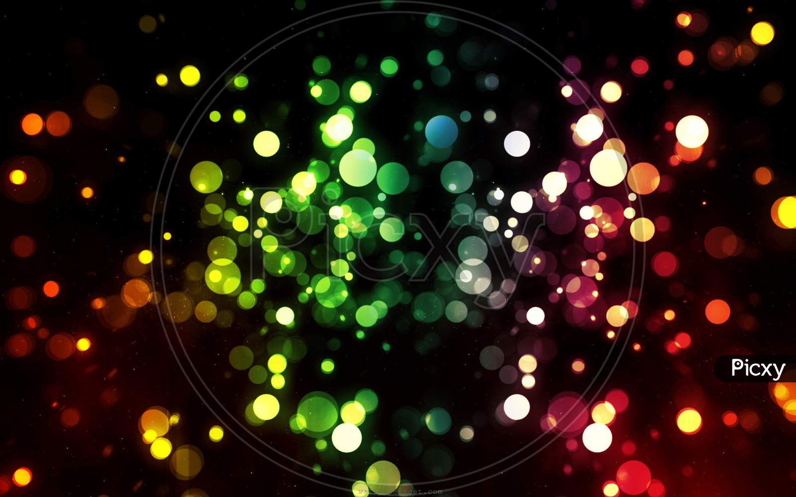 Colourful dotted light sparks in the dark background