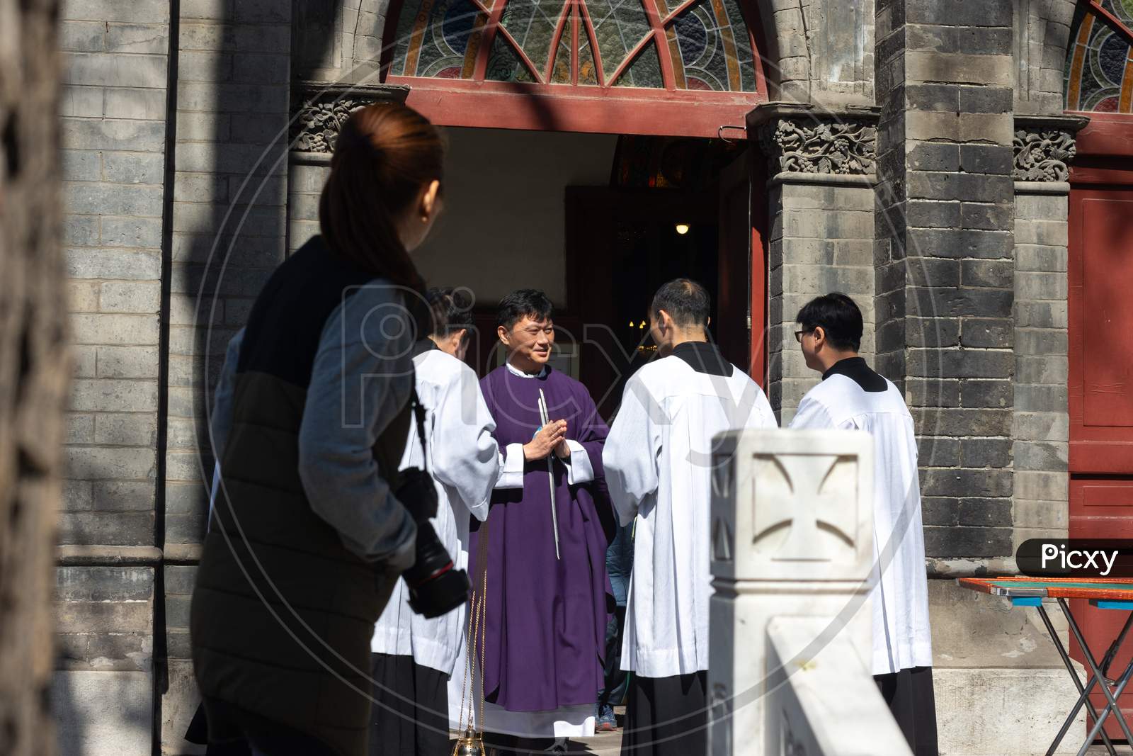 Chinese Catholic Priests At St. Michael Church In Beijing