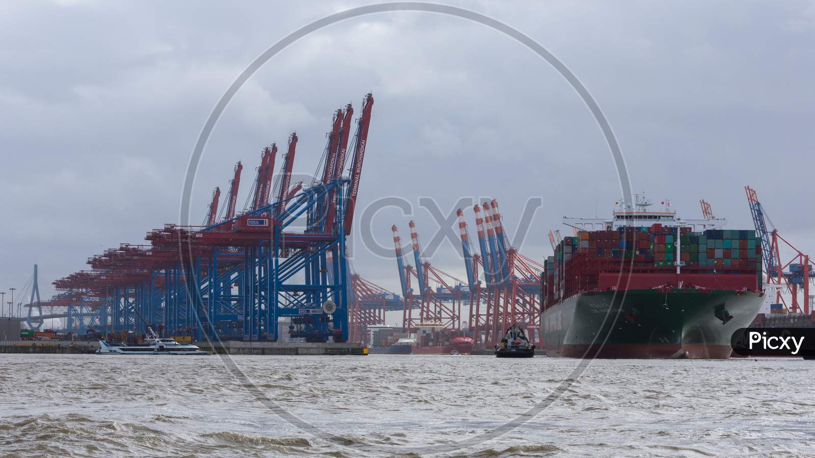 Container Terminal In The Port Of Hamburg, Germany