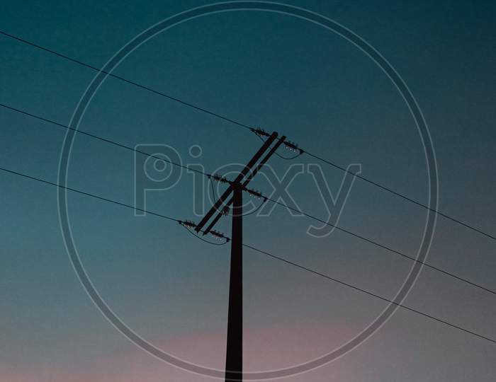A Moody Electrical Post During The Blue Hour