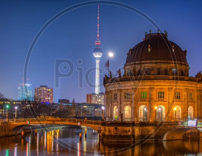 Bode Museum With Berliner Fernsehturm Tv Tower In The Background In Berlin
