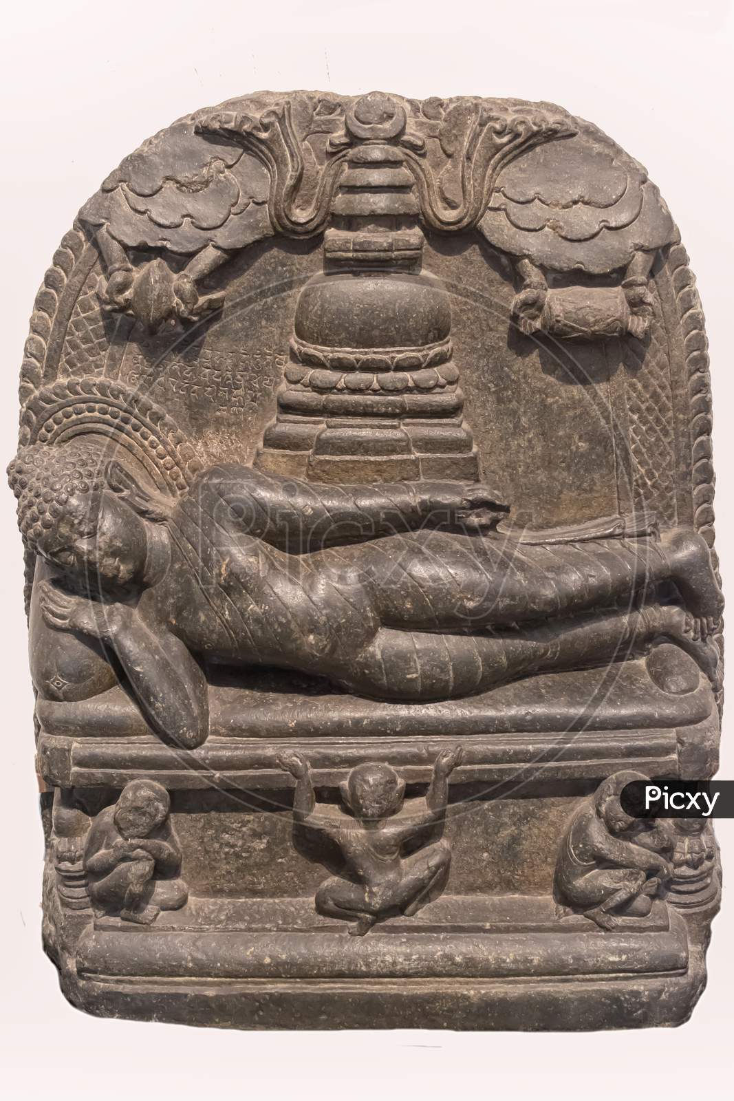 Archaeological Sculpture Of Mahaparinirvana From Indian Mythology