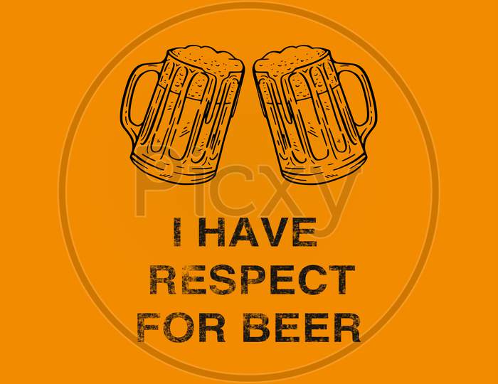 Beer Festival Illustration With Beer Mug Grunge Text On Yellow Background