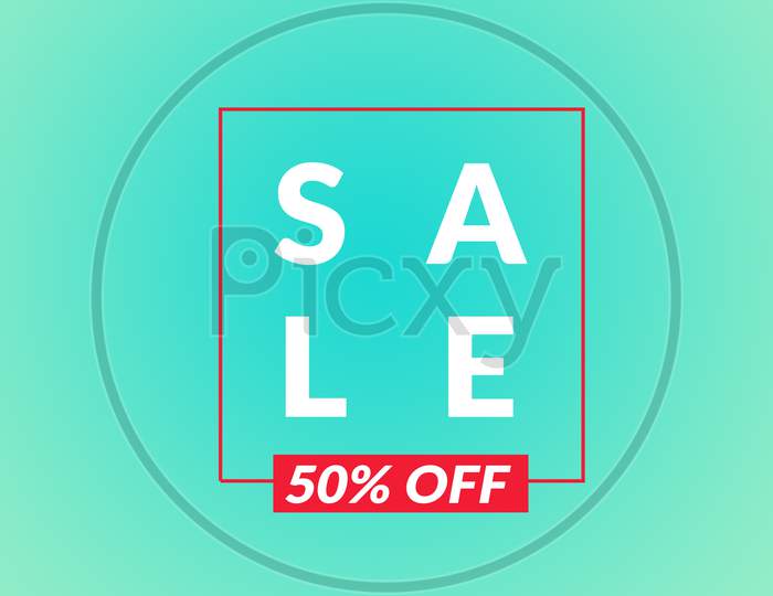 Sale 50% Off Word Concept Illustration Use For Landing Page, Template, Ui, Web, Poster, Banner, Flyer, Background, Gift Card, Coupon, Label, Wallpaper,Sale Promotion,Advertising, Marketing