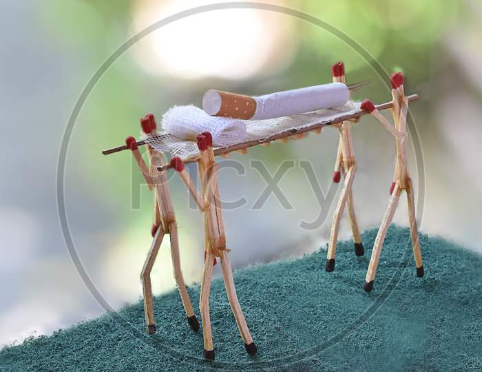 Creative Photography Of Stop Smokingusing Matches Stick