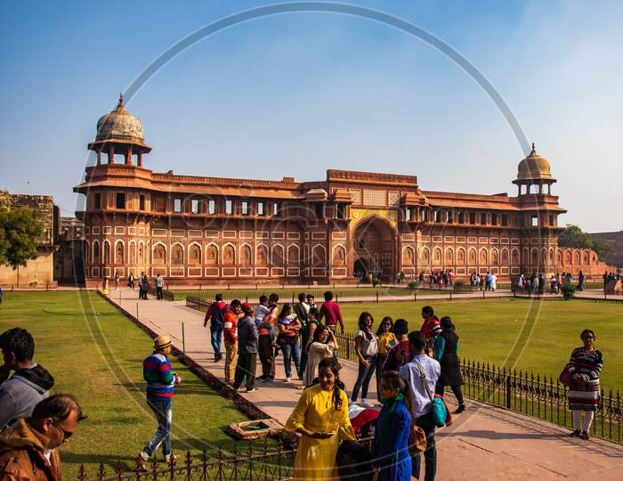 December 12 2018 Agra Fort, Agra, India Tourists Visiting Agra Fort In Uttar Pradesh.