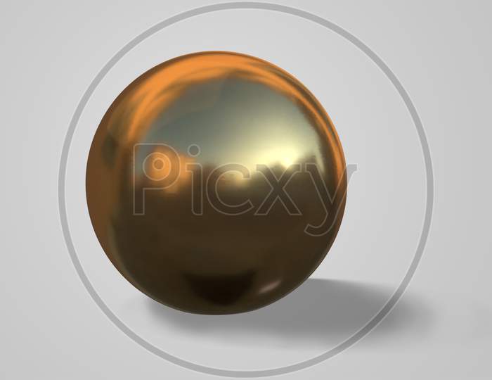 3D Render Golden Sphere Isolated On White Background