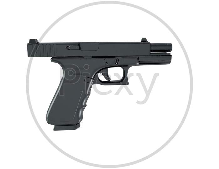 Black Gun Pistol Transparent Background 3D Render