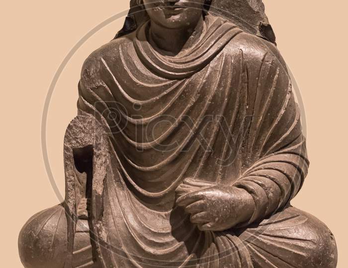 Archaeological Sculpture Of Buddha In Meditation From Indian Mythology