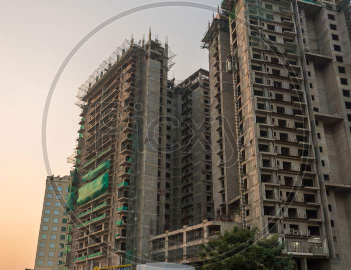 New City Residential High-Rise Building Complex With Flats At Rajarhat. Newtown, India On December 2019