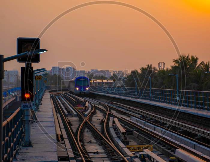 A View Of Subway Train Of Kolkata East West Metro System At Salt Lake Sector V, Bidhannagar