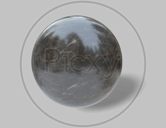 3D Render Marble Sphere Isolated On White Background