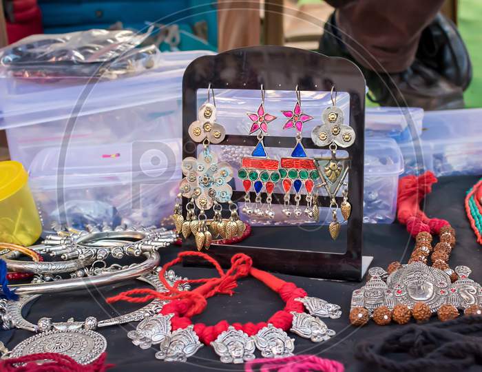 Picture Of Handmade Indian Necklace And Earring Is Displayed In