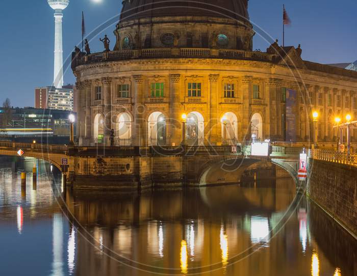 Bode Museum With Berliner Fernsehturm Tv Tower In The Background In Berlin