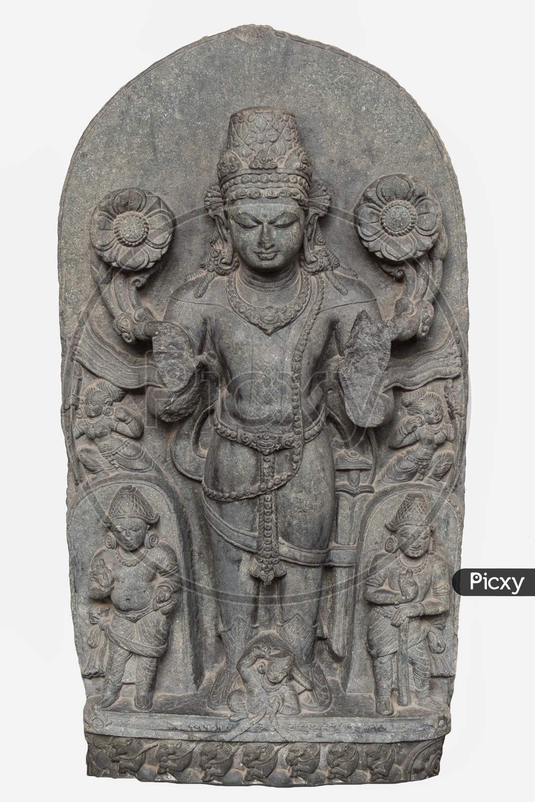 Archaeological Sculpture Of Surya From Tenth Century, Basalt, Bihar