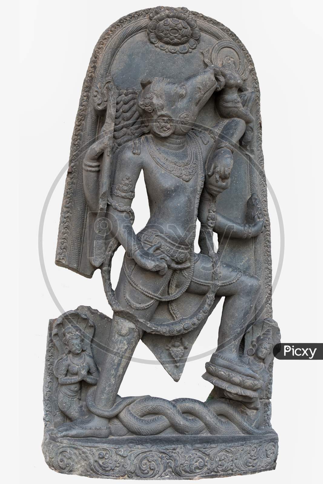 Archaeological Sculpture Of Varahavatara (The Boar Incarnation Of Lord Vishnu) From Tenth Century, Basalt, Surajkund, Nalanda, Bihar